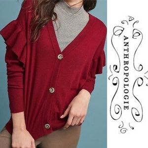 ANTHROPOLOGIE Line + Dot EULALIA RUFFLED CARDIGAN
